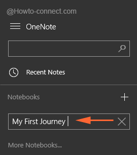 Name your first Notebook in OneNote app in Windows 10