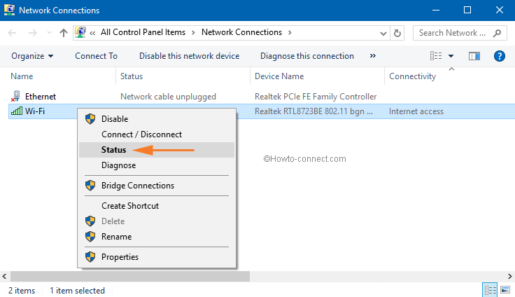 Network connection Status
