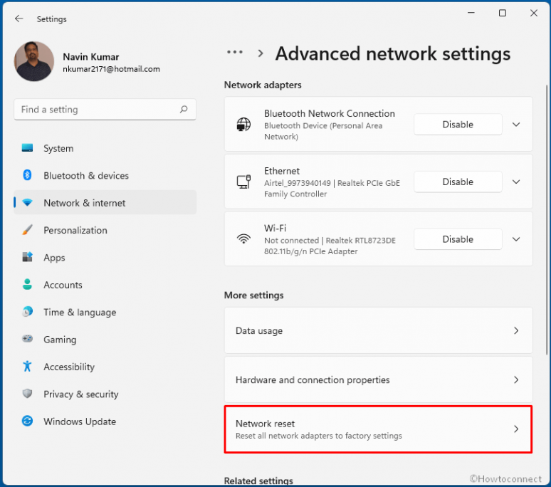 How to Network Reset Settings and Adapter in Windows 11