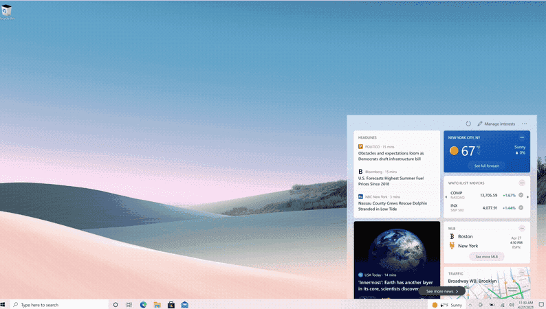 News and Interests on Windows 10 taskbar