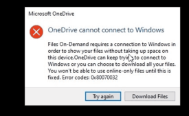 OneDrive cannot connect to Windows 10 2004