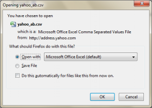 Open CSV contact files with excel