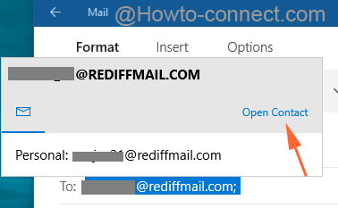 Open Contact link after right clicking the email address