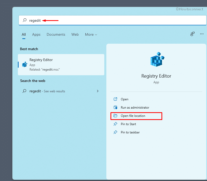 Open File location of Registry Editor