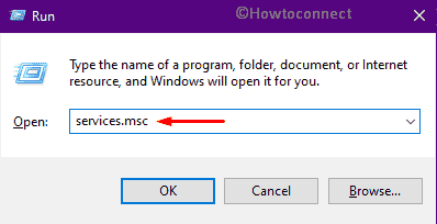 Open Services in Windows 10 via Run dialog box