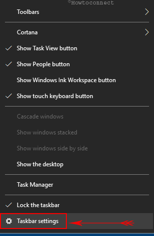 Open Windows Settings taskbar settings