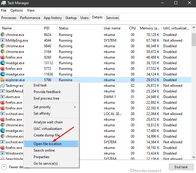 Open file location Right click menu Explorer.exe