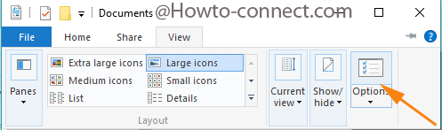 Options at the right end of View tab