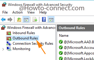 Outbound Rules under Windows Firewall Advanced Settings