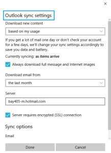 How to Change Outlook Sync Settings in Windows 10