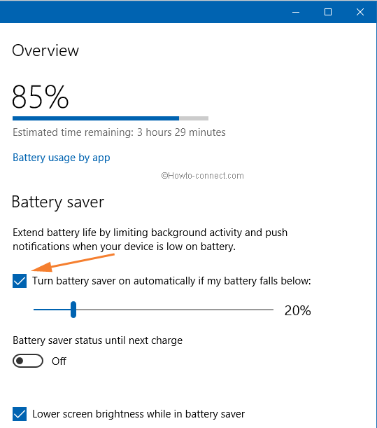 toggle battery saver