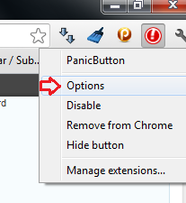 panic button extension menu panel