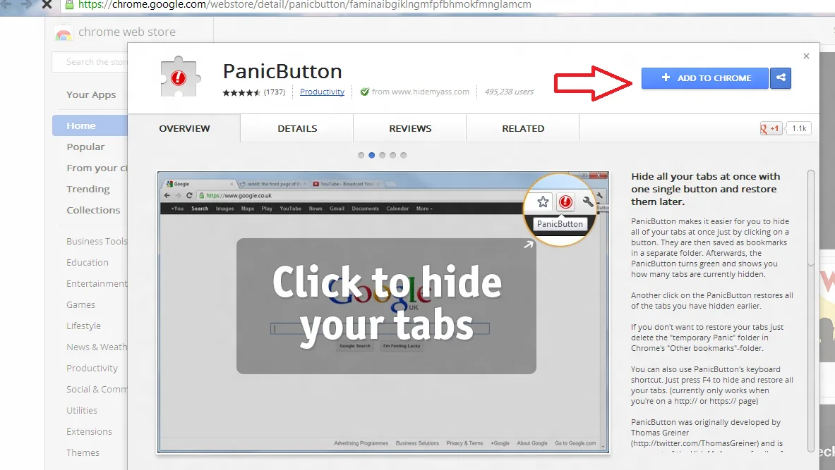 panicbutton extension for chrome