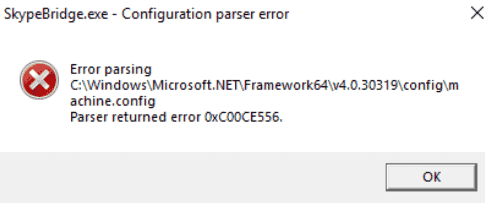 Parser Returned Error 0xc00ce556 Windows 10