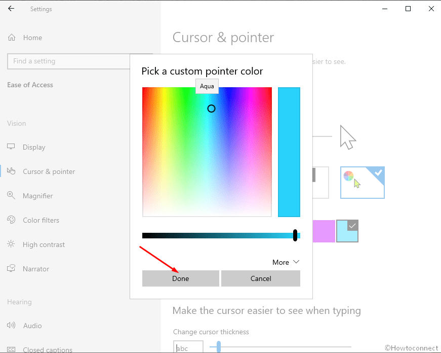 Pick a custom color palette mouse pointer windows 10