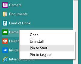 Pin to Start from Start Menu Pin to Start from Start Menu
