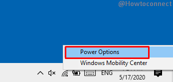 Power Options in context menu taskbar battery icon