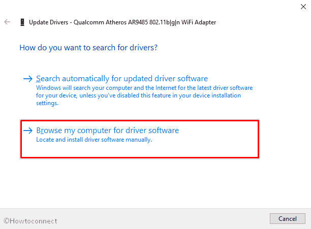 Qualcomm WiFi Adapter Issue in Windows 10 1909- choose Browse my computer for driver software