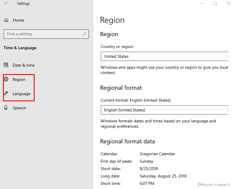 Region language Windows 10 October 2018 Update