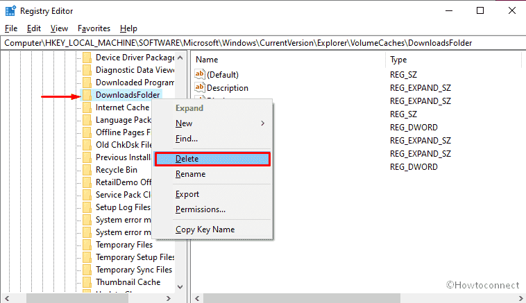 Remove Downloads Option in Disk Cleanup-delete registry file