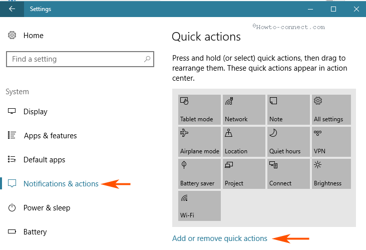 Remove or add Quick Actions Tiles in Windows 10 image 2
