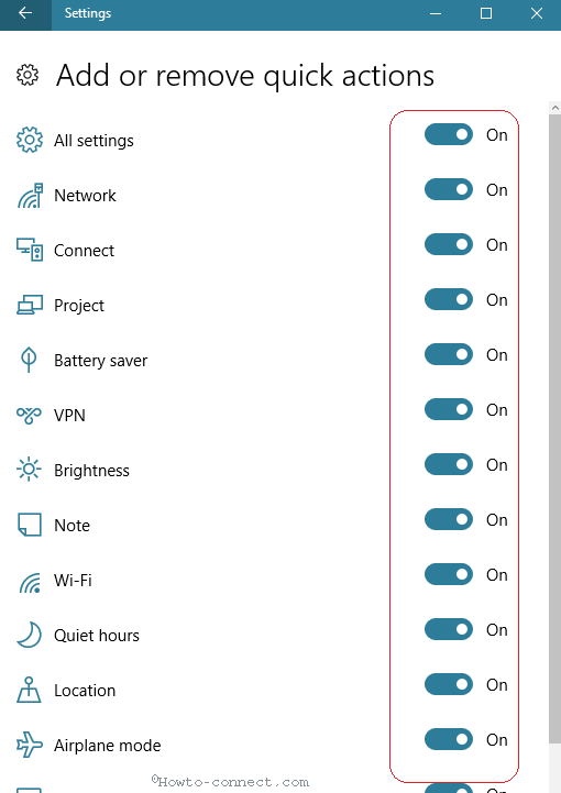 Remove or add Quick Actions Tiles in Windows 10 image 3