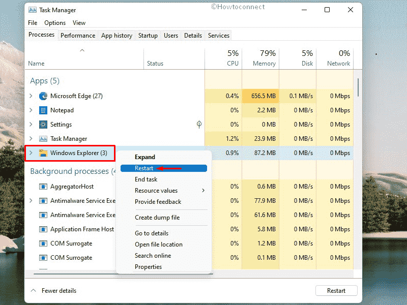 Restart Windows File Explorer
