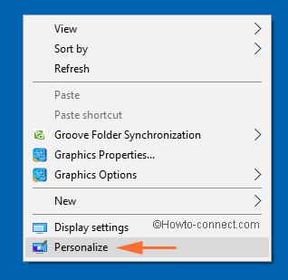 Right click desktop context menu displays Personalize