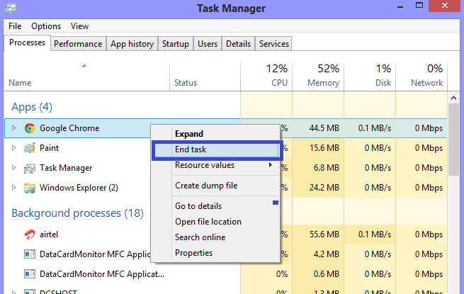 Multiple Tips to End Processes and Tasks in Windows 8.1