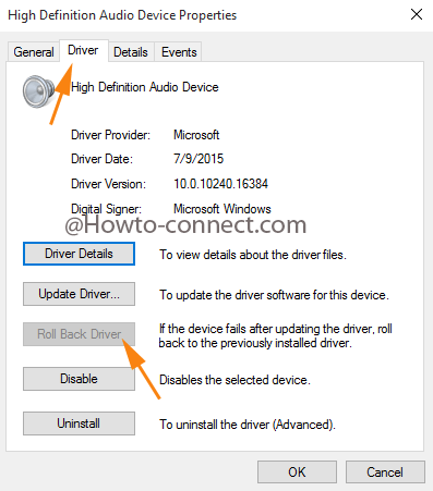 Roll Back Driver of High Definition Audio Device to Increase Low Volume After Upgrade to Windows 10