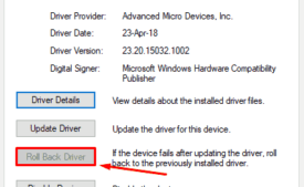 Roll back your display driver to fix Task manager Flickering in Windows 10 Image 5