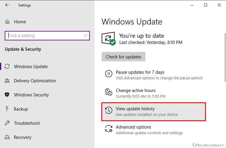 Rollback Windows 10 November 2019 Update 1909-view update history