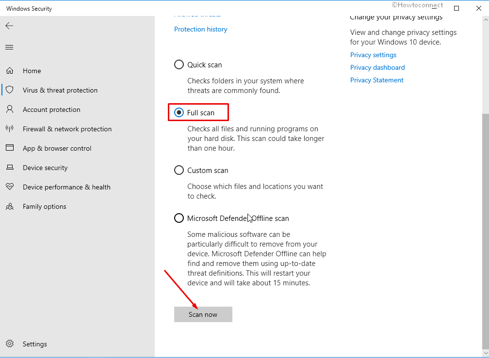 Run Full Scan using Windows Defender