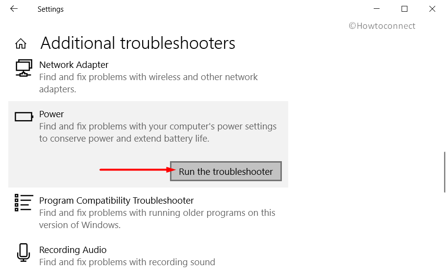 Run Power Troubleshooter in Windows 10 Pic 3