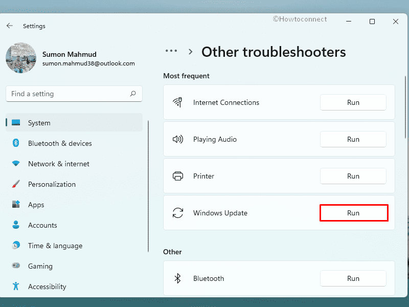 Run Windows Update troubleshooter