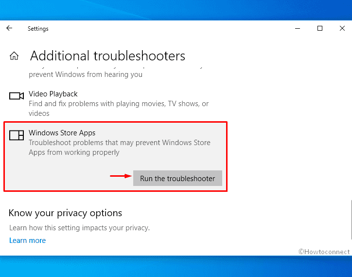 Run Windows store apps troubleshooter