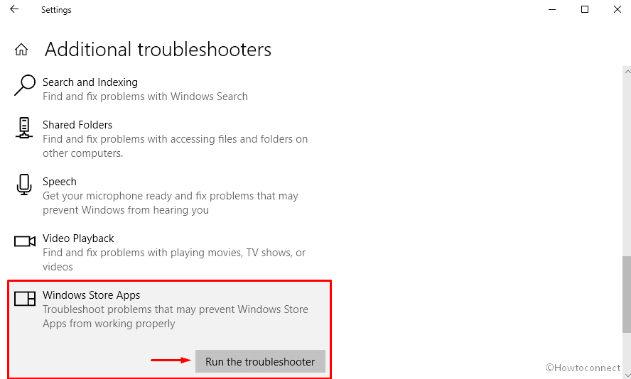 Run Windows store apps troubleshooter