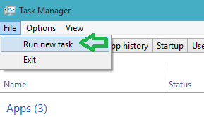 Run new task on Task Manager Run new task on Task Manager