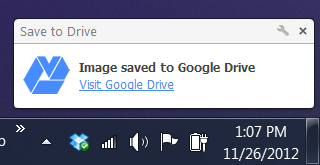 Save to Google Drive message save to Google Drive message