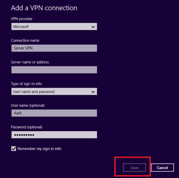 How to create Virtual Private Network Connection in Windows 8.1