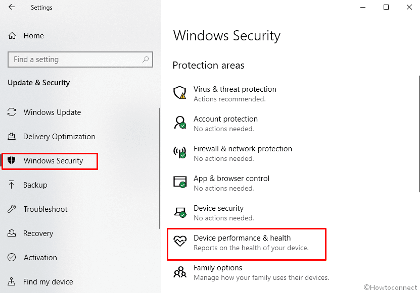 Scan device performance and health using Windows Security