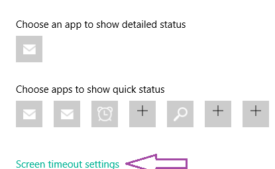 Screen timeout settings link in the Lock Screen item