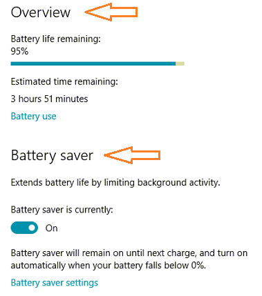Overview and Battery Saver Overview and Battery Saver
