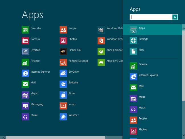 Search Apps in charms search apps in charms