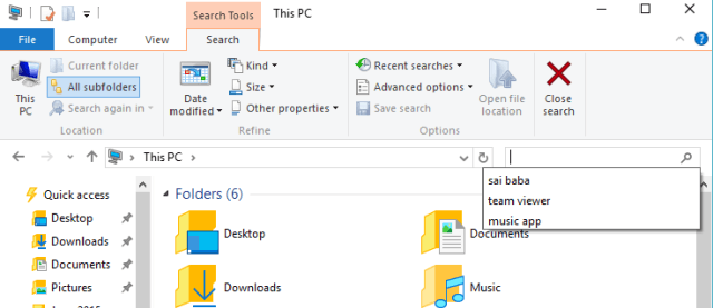 Search records in File Explorer to Erase File Explorer Search Record in Windows 10