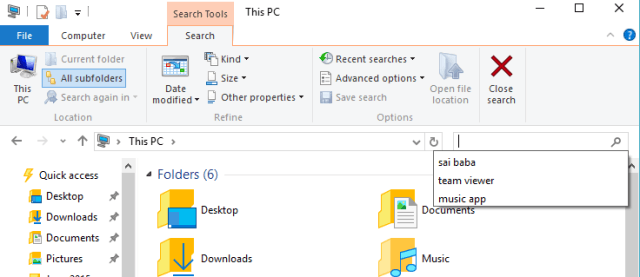 Search records in File Explorer Search records in File Explorer to Erase File Explorer Search Record in Windows 10