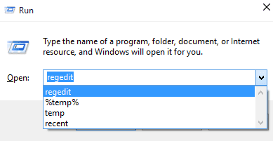 Search record of the Run command