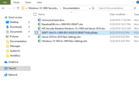 Security Baseline Draft for Windows 10 Version 1809 and Server 2019