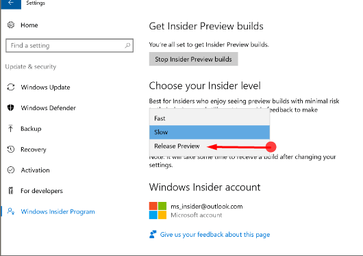 Select Insider Ring Level on Windows 10 photo 2