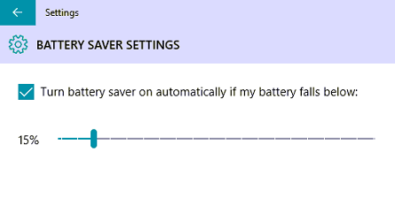 Set percentage for battery saver